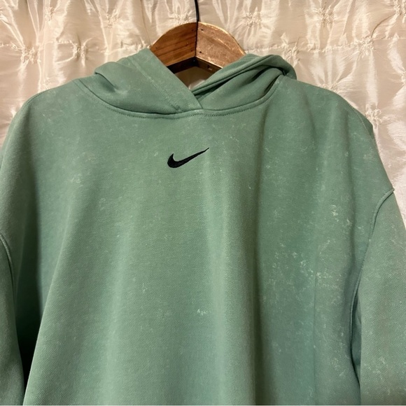 Nike Washed Fleece Hoodie Sweatshirt Jade Green Bleach - Picture 8 of 14